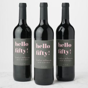 Etiqueta Para Botella De Vino Cumpleaños personalizado moderno verde rosa intens