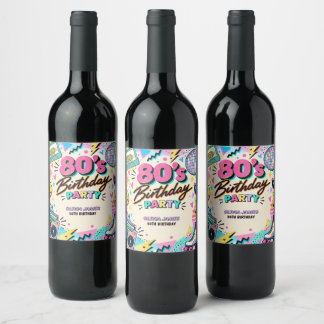 Etiqueta Para Botella De Vino Cumpleaños Retro 80
