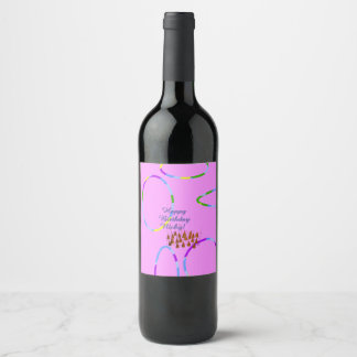 Etiqueta Para Botella De Vino Cumpleaños Rosa