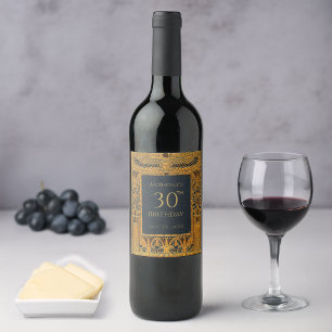 Etiqueta Para Botella De Vino Cumpleaños Temático Egipcio Azul Dorado Vintage El