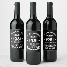 Etiqueta Para Botella De Vino Cumpleaños vintage personalizado negro blanco