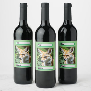 Etiqueta Para Botella De Vino Cunning Fennec Fox,