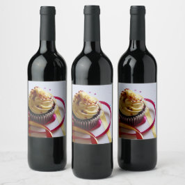 Etiqueta Para Botella De Vino Cupcake personalizado