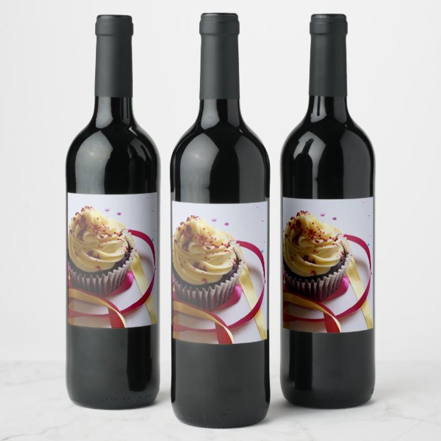 Etiqueta Para Botella De Vino Cupcake personalizado (Botellas)