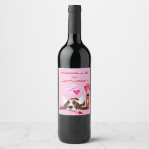 Etiqueta Para Botella De Vino Cupid Basset Hound