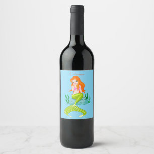 Etiqueta Para Botella De Vino Cura de la sirena de cabeza roja Thunder_Cove