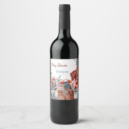 Etiqueta Para Botella De Vino Curte Animales baby ducha invitación rojo y azul