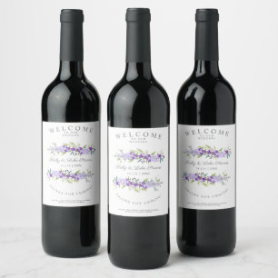 Etiqueta Para Botella De Vino Custom Purple Flower Wedding Garland