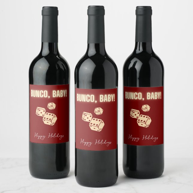 Etiqueta Para Botella De Vino Customizable Bunco Holiday Wine Labels. (Botellas)