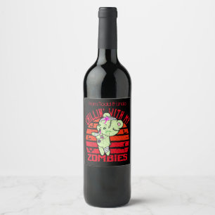 Etiqueta Para Botella De Vino Cuta chillón de Halloween' con mi oso de peluche 