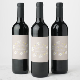 Etiqueta Para Botella De Vino Cute Bee Daisy Floral Sexo Revelar Tones De Tierra