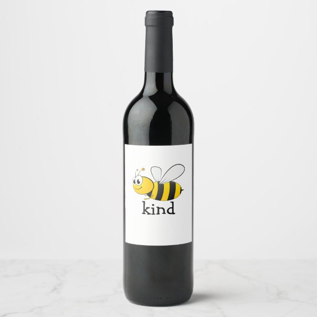 Etiqueta Para Botella De Vino Cute Bee Kind (Anverso)