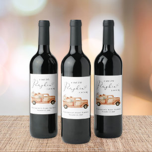 Etiqueta Para Botella De Vino Cute calabaza Camión Watercolor Baby Shower