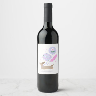 Etiqueta Para Botella De Vino Cute Dachshund Weiner Perro Lover Fiesta Rosa
