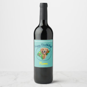 Etiqueta Para Botella De Vino Cute Dog Dreamy Golden Retriever