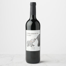 Etiqueta Para Botella De Vino Cute Hand Drawn Elephant Little Peanut Baby Shower