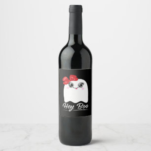 Etiqueta Para Botella De Vino Cute Hey Boo Halloween