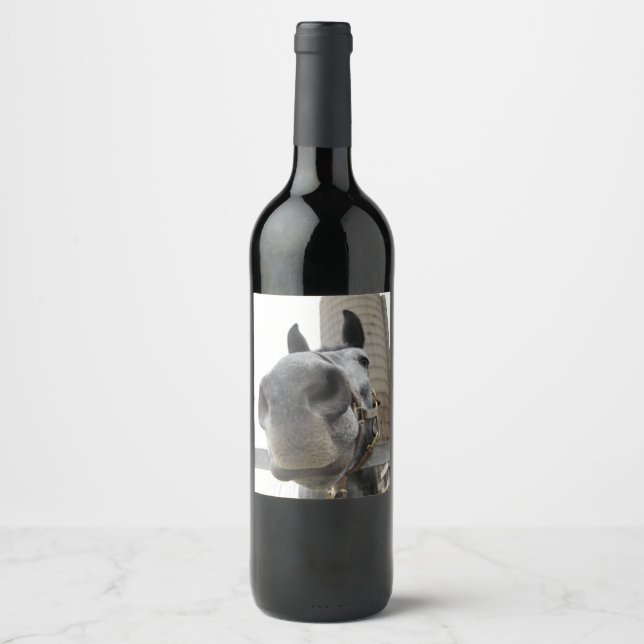 Etiqueta Para Botella De Vino Cute Horse Close (Anverso)