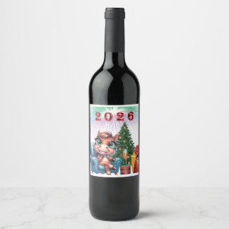 Etiqueta Para Botella De Vino Cute Horse New Year's Eve Label