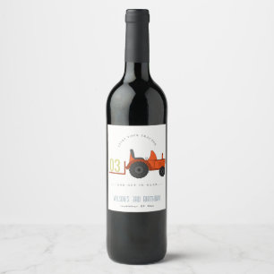 Etiqueta Para Botella De Vino Cute Red Rust Farm Tractor Niños De Cualquier Edad