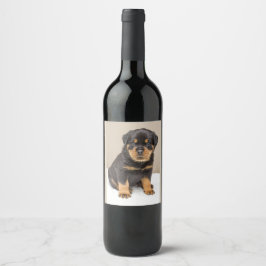 Etiqueta Para Botella De Vino Cute Rottweiler Puppy