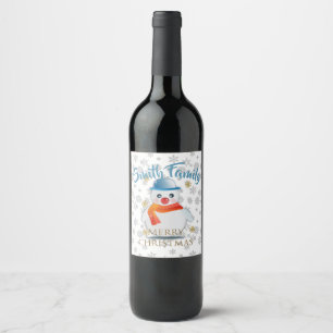 Etiqueta Para Botella De Vino Cute Snowman