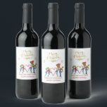 Etiqueta Para Botella De Vino Cute Sr. y Sra. Penguins Merry Christmas Script<br><div class="desc">Elegante tipografía Gold Merry Christmas,  copos de nieve dorados y azules,  linda acuarela Mr. y la Sra. Penguins,  de fondo blanco. Utilice la herramienta Personalize para agregar su información. Para obtener más elementos coincidentes,  visite mi colección de Navidades de sueño.</div>