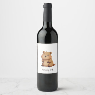 Etiqueta Para Botella De Vino Cute tired capybara