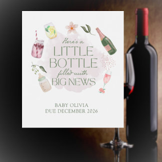 Etiqueta Para Botella De Vino Cute Watercolor Pregnancy Reveal Personalized