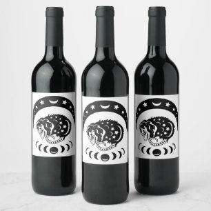 Etiqueta Para Botella De Vino Cute Witchy Opossum
