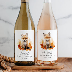 Etiqueta Para Botella De Vino Cute Woodland Fox Fall Baby Shower