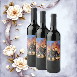 Etiqueta Para Botella De Vino Cyber Lion of the Wastelands 