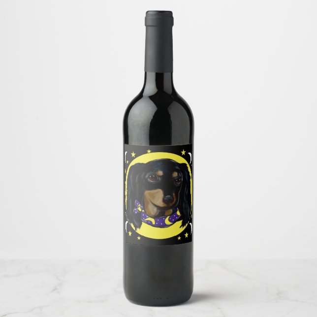 ETIQUETA PARA BOTELLA DE VINO DACHSHUND (Anverso)