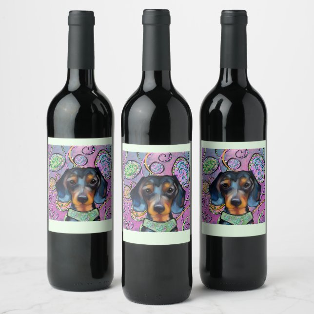 ETIQUETA PARA BOTELLA DE VINO DACHSHUND  (Botellas)