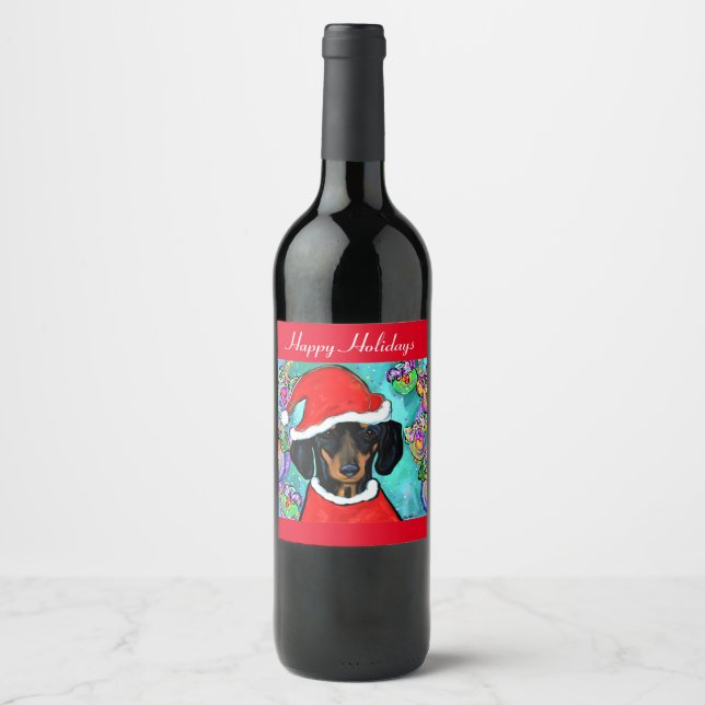 ETIQUETA PARA BOTELLA DE VINO DACHSHUND (Anverso)