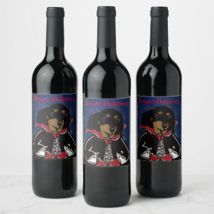 ETIQUETA PARA BOTELLA DE VINO DACHSHUND