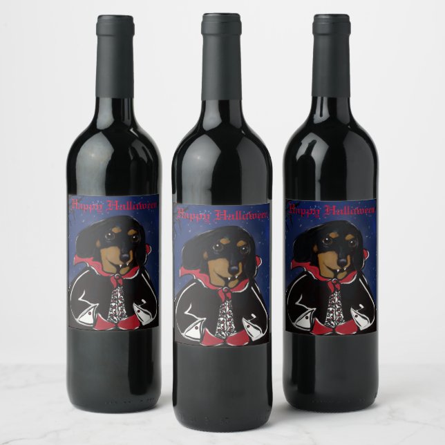 ETIQUETA PARA BOTELLA DE VINO DACHSHUND (Botellas)