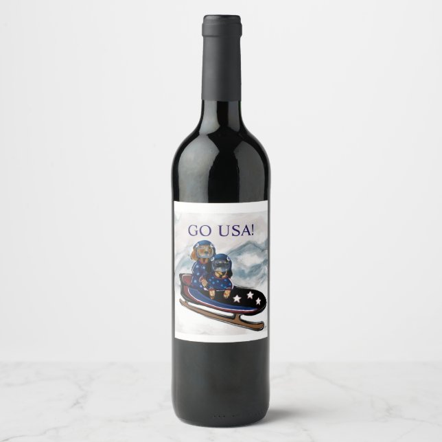 ETIQUETA PARA BOTELLA DE VINO DACHSHUND  (Anverso)