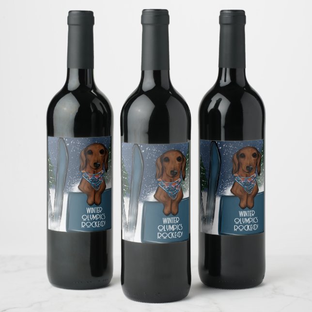 ETIQUETA PARA BOTELLA DE VINO DACHSHUND  (Botellas)