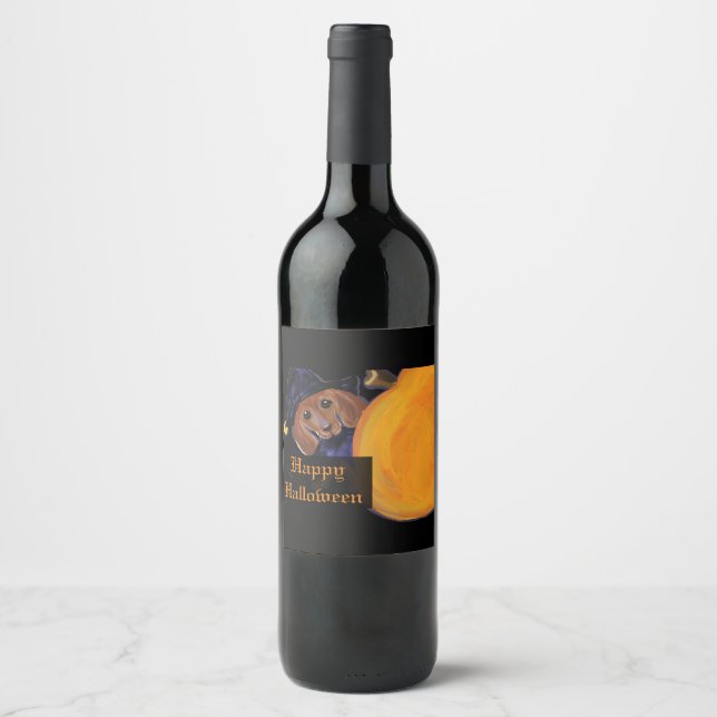 ETIQUETA PARA BOTELLA DE VINO DACHSHUND (Anverso)