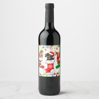Etiqueta Para Botella De Vino Dachshund Christmas Lights Gift Funny Xmas Dog Lov