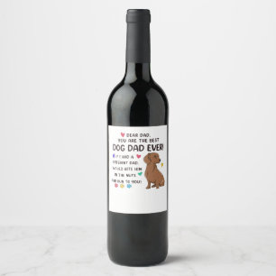 Etiqueta Para Botella De Vino Dachshund Querido Padre, Eres Lo Mejor