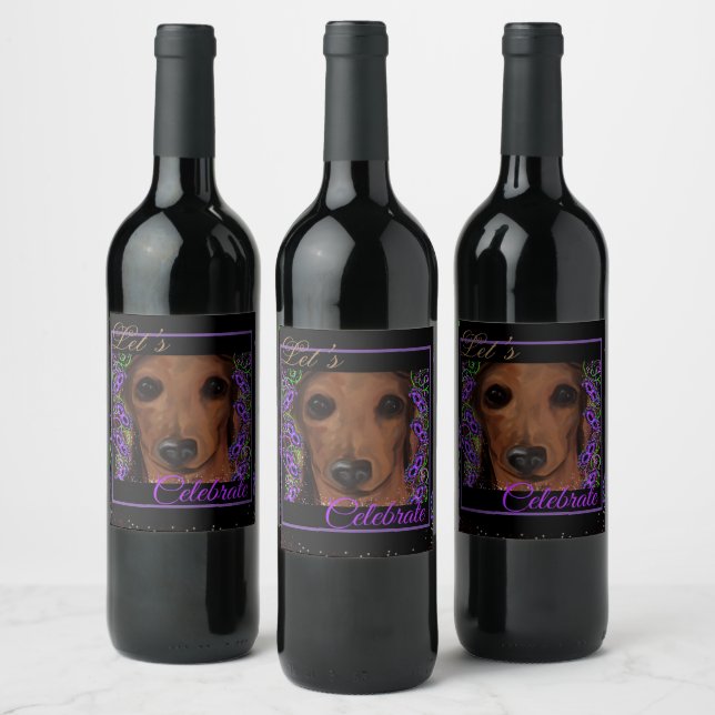 Etiqueta Para Botella De Vino Dachshund Rojo      (Botellas)
