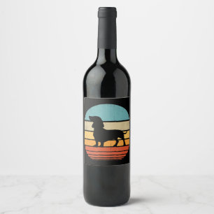 Etiqueta Para Botella De Vino Dachshund Silhouette de los años 60 Regalos Perro 