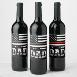 Etiqueta Para Botella De Vino Dad Thin Red Line Firefighter Dad