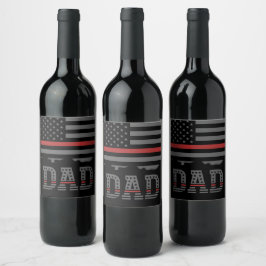 Etiqueta Para Botella De Vino Dad Thin Red Line Firefighter Dad