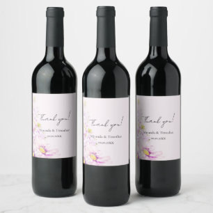 Etiqueta Para Botella De Vino Dalia floral boho jardín rosa artística
