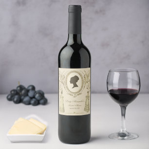 Etiqueta Para Botella De Vino Dama de la Regencia de Guion Antiguo Baño Nupcial 