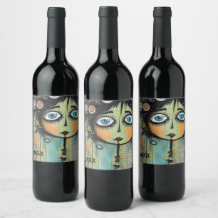 Etiqueta Para Botella De Vino Damas Artísticas 8