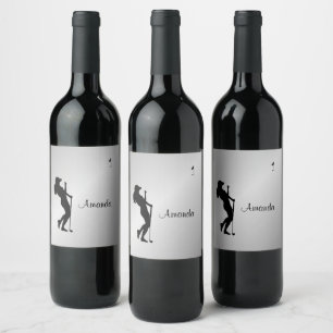 Etiqueta Para Botella De Vino Damas Golfer Personal